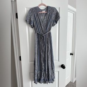 Knox Rose Blue and White Short Sleeve Maxi Dress in size XL